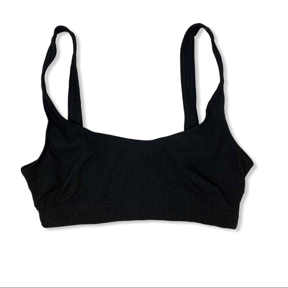 Nasty Gal Solid Black Ribbed Bikini Top Minimalist US size‎ 8